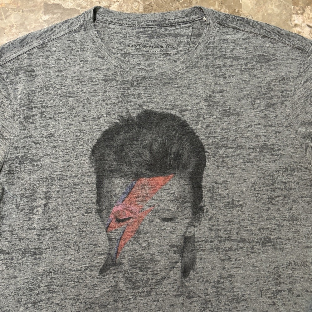 John Varvatos Shirt Mens XL Grey Short Sleeve David Bowie Thin Cotton Blend
